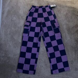 Women’s blue and purple checkered pants
